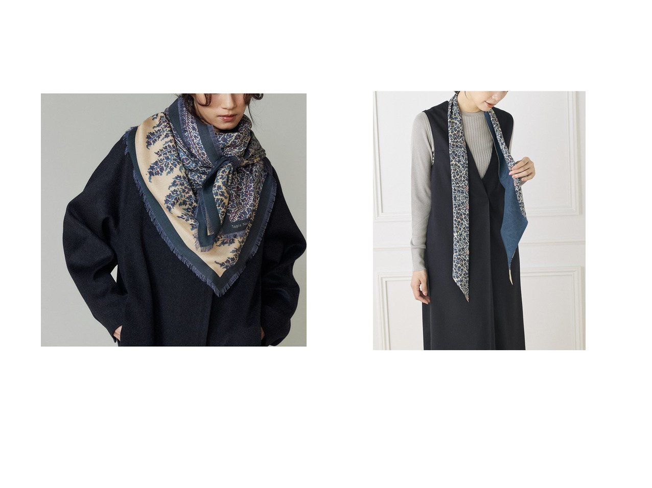 【Tapis Noir/タピス ノワール】のLarge スカーフ&Slim スカーフ おすすめ！トレンド、レディースファッションの通販 おすすめ人気トレンドファッション通販アイテム インテリア・キッズ・メンズ・レディースファッション・服の通販 founy(ファニー) 　ファッション　Fashion　レディースファッション　Fashion for Women　ストール　Soft & Warm Scarves　マフラー・スヌード / 冬小物の定番　Scarves & Mufflers　インド　Indian Textile　シルク　Silk, 100% Silk　スカーフ　Scarf, Neckwear　ストール　Stole, Wrap　プリント　Print, Printed Pattern　マフラー　Scarf, Muffler　新作・新入荷　New Arrivals / New In　A/W・秋冬　Autumn/Winter　防寒　Cold Protection, Winter-Ready　スリム　Slim, Slim Fit　フランス　France, French　ペイズリー　Paisley, Ethnic Pattern　ブラウン系　Brown　ブルー系　Blue　|ID:crp329100000224165