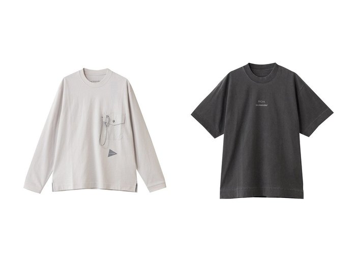 【and wander/アンドワンダー】の【UNISEX】ROA ガーメント ダイ プリンテッド Tシャツ&【UNISEX】heavy cotton ポケット ロングスリーブ Tシャツ おすすめ！トレンド、レディースファッションの通販 おすすめ人気トレンドファッション通販アイテム 人気、トレンドファッション・服の通販 founy(ファニー) ファッション Fashion レディースファッション Fashion for Women トップス・カットソー Cut & Sew Tops シャツ・ブラウス・オフィスカジュアル Elegant Blouses & Button-Ups ロングTシャツ・Tシャツ Longline T-Shirts & Tees カットソー・ベーシックTシャツ Cut-and-Sewn Tops / Stretch Tees & Basics ユニセックス Unisex, Genderless スリーブ Sleeve, Long Sleeve / Short Sleeve フィット Fit, Slim Fit ポケット Pocket, Pocket Detail ロング Long, Long-Length 新作・新入荷 New Arrivals / New In |ID:crp329100000224171