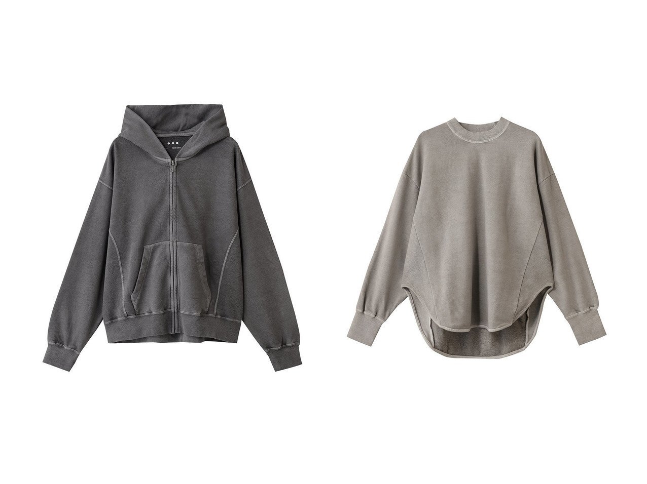 【three dots/スリー ドッツ】のピグメントダイ ジップアップフーディ&ピグメントダイ スウェット おすすめ！トレンド、レディースファッションの通販 おすすめ人気トレンドファッション通販アイテム インテリア・キッズ・メンズ・レディースファッション・服の通販 founy(ファニー) 　ファッション　Fashion　レディースファッション　Fashion for Women　トップス・カットソー　Cut & Sew Tops　シャツ・ブラウス・オフィスカジュアル　Elegant Blouses & Button-Ups　レディースパーカー・カジュアルフーディー　Casual Hoodies & Sweatshirts　ロングTシャツ・Tシャツ　Longline T-Shirts & Tees　スウェット・クルーネックトップス　Sweatshirts & Crewnecks / Relaxed Fit Sweat Tops　カットソー・ベーシックTシャツ　Cut-and-Sewn Tops / Stretch Tees & Basics　シンプル　Simple, Minimal　トレンド　Trend, Trending Now　新作・新入荷　New Arrivals / New In　ホワイト系　White　グレー系　Gray　ベージュ系　Beige　ブラック系　Black　イエロー系　Yellow　|ID:crp329100000224173