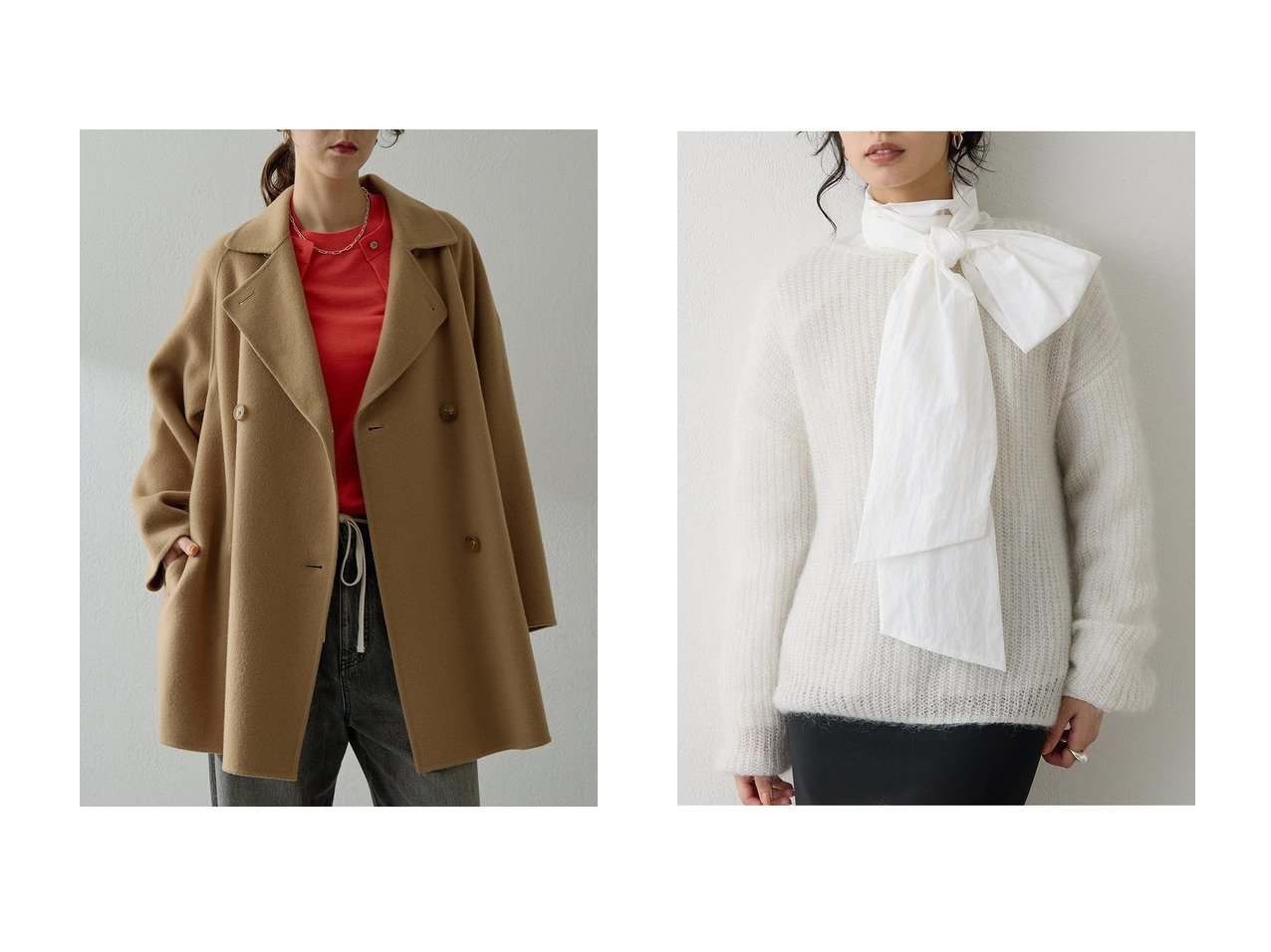 【Whim Gazette/ウィムガゼット】のリバーPコート&ラメモヘヤニットプルオーバー おすすめ！トレンド、レディースファッションの通販 おすすめ人気トレンドファッション通販アイテム インテリア・キッズ・メンズ・レディースファッション・服の通販 founy(ファニー) 　ファッション　Fashion　レディースファッション　Fashion for Women　アウター　Coat / Outerwear Collection　コート・ロングコート・ピーコート　Long Coats, Peacoats & More　Pコート　Pea Coats　トップス・カットソー　Cut & Sew Tops　ニット　Knit Tops & Sweaters　カジュアルプルオーバー・ニットトップス　Pullovers & Knit Tops / Casual Pullovers　インナー　Innerwear　ショート　Short, Short Length　ベーシック　Basic, Essential　ロング　Long, Long-Length　エレガント 上品　Elegant　新作・新入荷　New Arrivals / New In　防寒　Cold Protection, Winter-Ready　おすすめ　Recommended / Our Picks　なめらか　Smooth, Silky Texture　シンプル　Simple, Minimal　ブラック系　Black　ホワイト系　White　ベージュ系　Beige　レッド系　Red　|ID:crp329100000224195