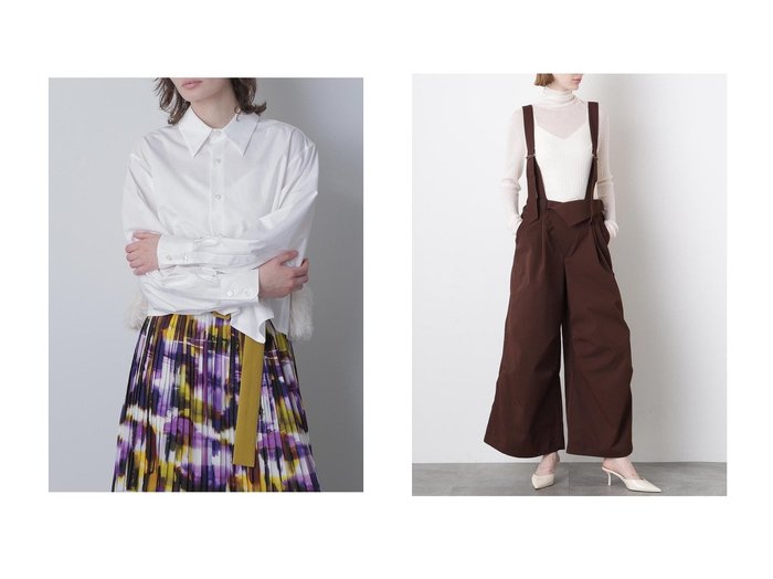 【hueLe Museum/ヒューエルミュージアム】の【STUMBLY】Suspender Wide Pants&【STUMBLY】Fur Trim Combi Shirts おすすめ！トレンド、レディースファッションの通販 おすすめ人気トレンドファッション通販アイテム 人気、トレンドファッション・服の通販 founy(ファニー) ファッション Fashion レディースファッション Fashion for Women トップス・カットソー Cut & Sew Tops シャツ・ブラウス・オフィスカジュアル Elegant Blouses & Button-Ups パンツ Pants & Trousers シンプル Simple, Minimal スリーブ Sleeve, Long Sleeve / Short Sleeve ポケット Pocket, Pocket Detail ロング Long, Long-Length 新作・新入荷 New Arrivals / New In サスペンダー Suspenders, Braces テーパード Tapered, Tapered Pants ワイド Wide, Wide Fit 今季 This Season, Current Season |ID:crp329100000224200