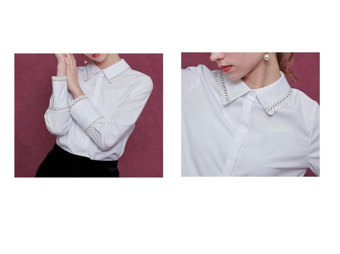 【allureville/アルアバイル】の【LOULOU WILLOUGHBY】レーストリミングシャツ おすすめ！トレンド、レディースファッションの通販 おすすめ人気トレンドファッション通販アイテム 人気、トレンドファッション・服の通販 founy(ファニー) ファッション Fashion レディースファッション Fashion for Women トップス・カットソー Cut & Sew Tops シャツ・ブラウス・オフィスカジュアル Elegant Blouses & Button-Ups カフス Cuff Design シンプル Simple, Minimal ジャケット Jacket, Outerwear スタッズ Studs, Metal Accents スリーブ Sleeve, Long Sleeve / Short Sleeve トリミング Trimming, Decorative Edge フェミニン Feminine, Girly レース Lace, Lace Fabric ロング Long, Long-Length 新作・新入荷 New Arrivals / New In A/W・秋冬 Autumn/Winter |ID:crp329100000224206