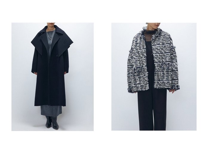 【1er Arrondissement/プルミエ アロンディスモン】のTOPダブルビーバーステンカラーコート(スカーフ付)&ツイードコート おすすめ！トレンド、レディースファッションの通販 おすすめ人気トレンドファッション通販アイテム 人気、トレンドファッション・服の通販 founy(ファニー) ファッション Fashion レディースファッション Fashion for Women アウター Coat / Outerwear Collection コート・ロングコート・ピーコート Long Coats, Peacoats & More クラシック Classic, Timeless Style スカーフ Scarf, Neckwear フレンチ French, French Style ロング Long, Long-Length 新作・新入荷 New Arrivals / New In |ID:crp329100000224208