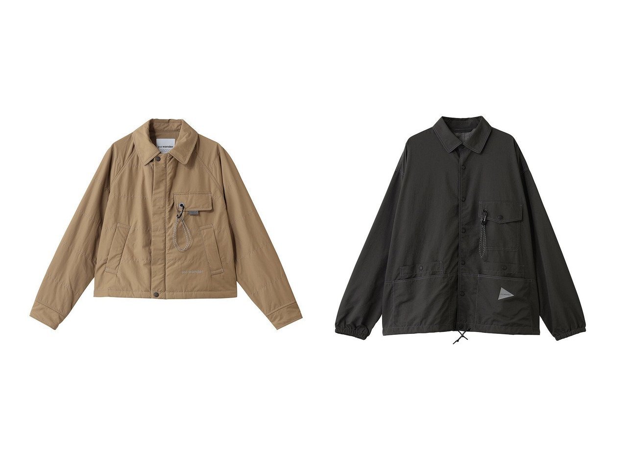 【and wander/アンドワンダー】の【UNISEX】cotton nylon Octa スイング トップ&【UNISEX】crinkled nylon シャツ ジャケット おすすめ！トレンド、レディースファッションの通販 おすすめ人気トレンドファッション通販アイテム インテリア・キッズ・メンズ・レディースファッション・服の通販 founy(ファニー) 　ファッション　Fashion　レディースファッション　Fashion for Women　アウター　Coat / Outerwear Collection　レディースジャケット・軽アウター　Jackets　ブルゾンジャケット・スポーティアウター　Blouson Jackets　ユニセックス　Unisex, Genderless　ジャケット　Jacket, Outerwear　ブルゾン　Blouson, Bomber Jacket　ポケット　Pocket, Pocket Detail　羽織　Haori, Light Jacket　アウトドア　Outdoor Clothing　新作・新入荷　New Arrivals / New In　軽量　Lightweight, Ultra Light　ベージュ系　Beige　ブラック系　Black　|ID:crp329100000224215