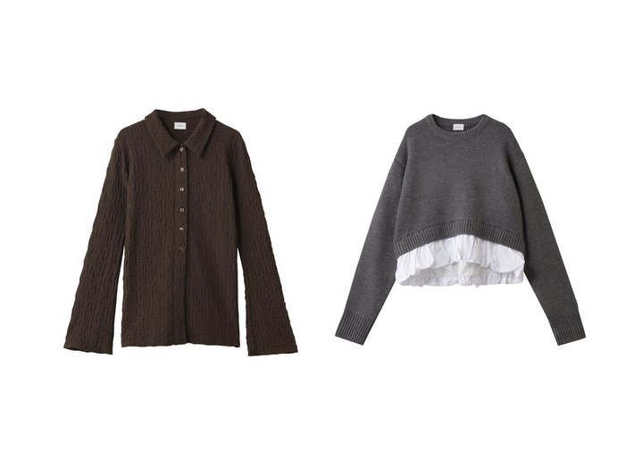【MANOF/マノフ】のLACE SHIRTS TOPS&BALLOON DOCKING KNIT おすすめ！トレンド、レディースファッションの通販 おすすめ人気トレンドファッション通販アイテム 人気、トレンドファッション・服の通販 founy(ファニー) ファッション Fashion レディースファッション Fashion for Women トップス・カットソー Cut & Sew Tops シャツ・ブラウス・オフィスカジュアル Elegant Blouses & Button-Ups ニット Knit Tops & Sweaters カジュアルプルオーバー・ニットトップス Pullovers & Knit Tops / Casual Pullovers スリーブ Sleeve, Long Sleeve / Short Sleeve ファブリック Fabric, Textile フィット Fit, Slim Fit ロング Long, Long-Length 新作・新入荷 New Arrivals / New In |ID:crp329100000224222