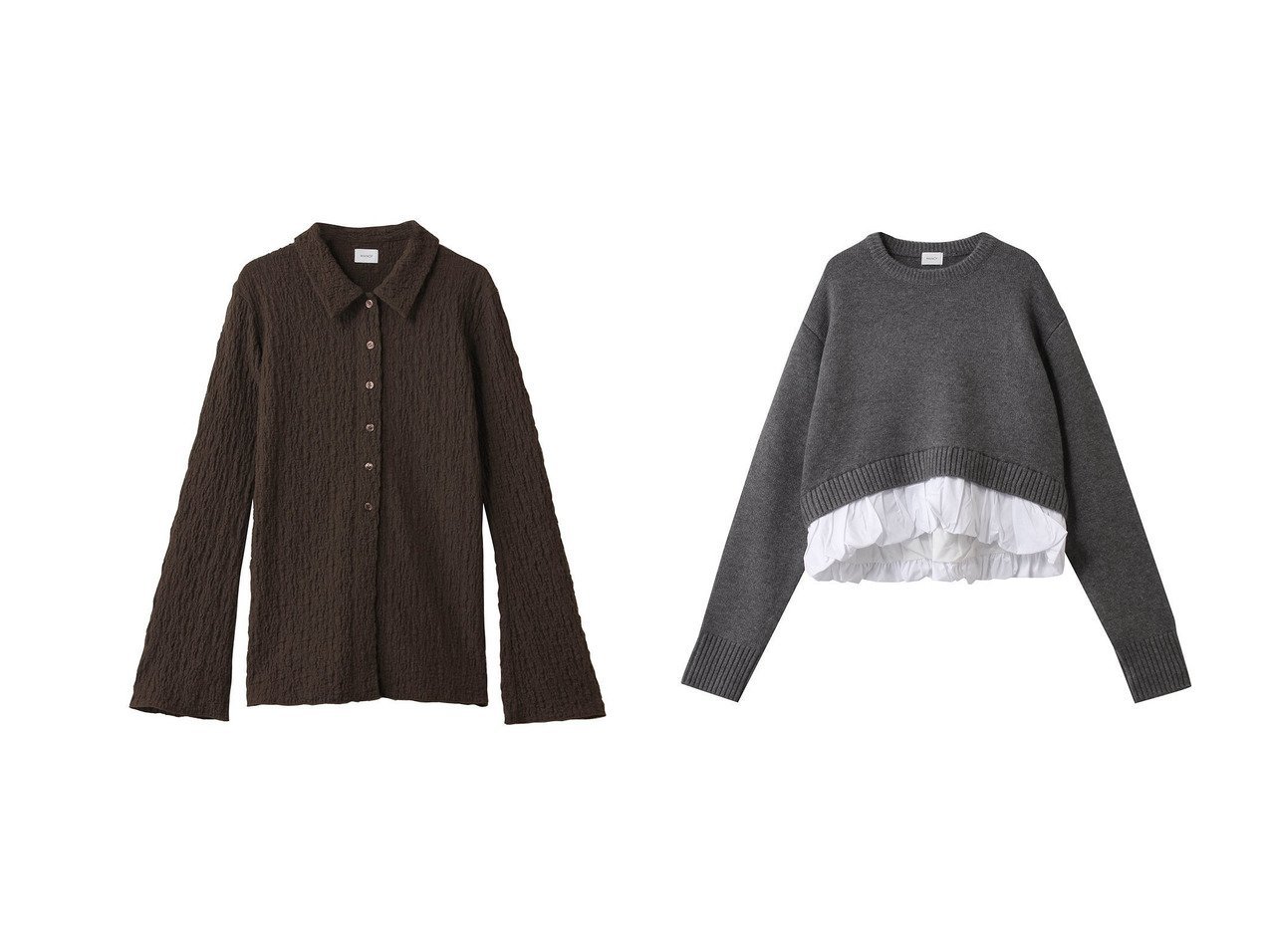 【MANOF/マノフ】のLACE SHIRTS TOPS&BALLOON DOCKING KNIT おすすめ！トレンド、レディースファッションの通販 おすすめ人気トレンドファッション通販アイテム インテリア・キッズ・メンズ・レディースファッション・服の通販 founy(ファニー) 　ファッション　Fashion　レディースファッション　Fashion for Women　トップス・カットソー　Cut & Sew Tops　シャツ・ブラウス・オフィスカジュアル　Elegant Blouses & Button-Ups　ニット　Knit Tops & Sweaters　カジュアルプルオーバー・ニットトップス　Pullovers & Knit Tops / Casual Pullovers　スリーブ　Sleeve, Long Sleeve / Short Sleeve　ファブリック　Fabric, Textile　フィット　Fit, Slim Fit　ロング　Long, Long-Length　新作・新入荷　New Arrivals / New In　ブラウン系　Brown　ブラック系　Black　|ID:crp329100000224222