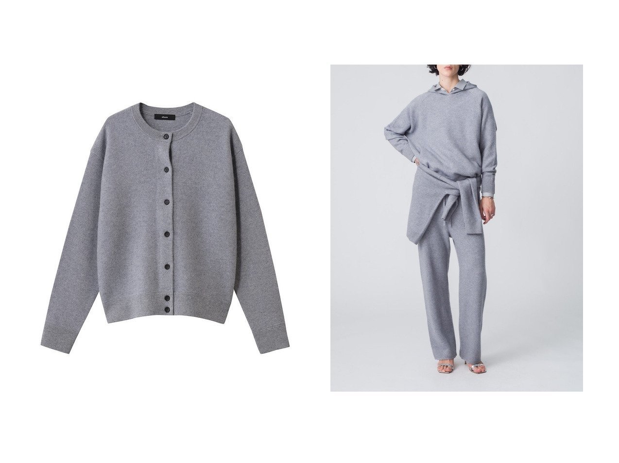 【ebure/エブール】のニュアンスニッティングカシミア ブルゾンカーディガン&ニュアンスニッティングカシミア フーデットプルオーバー おすすめ人気トレンドファッション通販アイテム インテリア・キッズ・メンズ・レディースファッション・服の通販 founy(ファニー) 　ファッション　Fashion　レディースファッション　Fashion for Women　トップス・カットソー　Cut & Sew Tops　ニット　Knit Tops & Sweaters　カーディガン・羽織り　Layered Style Cardigans　カジュアルプルオーバー・ニットトップス　Pullovers & Knit Tops / Casual Pullovers　カーディガン　Cardigan, Knitwear　ダブル　Double, Double-Breasted　チェック　Check, Plaid, Tartan　ブルゾン　Blouson, Bomber Jacket　おすすめ　Recommended / Our Picks　ポケット　Pocket, Pocket Detail　エレガント 上品　Elegant　ブルー系　Blue　グレー系　Gray　|ID:crp329100000224233