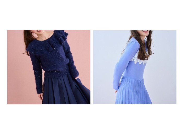 【TOCCA/トッカ】のROMANTIC FLUTTER ニットプルオーバー&【洗える】NIGHT PETAL ニットドレス おすすめ！トレンド、レディースファッションの通販 おすすめ人気トレンドファッション通販アイテム 人気、トレンドファッション・服の通販 founy(ファニー) ファッション Fashion レディースファッション Fashion for Women トップス・カットソー Cut & Sew Tops ニット Knit Tops & Sweaters カジュアルプルオーバー・ニットトップス Pullovers & Knit Tops / Casual Pullovers ワンピース Dresses フォーマル・パーティードレス・結婚式用ドレス Elegant & Casual Dresses ニットワンピース Knit Dresses 新作・新入荷 New Arrivals / New In 2025年 2025 2025-2026秋冬・A/W Autumn/Winter 2025–26 AW25–26 冬 Winter / This Winter スパンコール Sequins, Sequin Embellishment セーター Sweater, Knitwear フェミニン Feminine, Girly フリル Frill, Ruffle ロマンティック Romantic, Feminine Style A/W・秋冬 Autumn/Winter 洗える Machine Washable シンプル Simple, Minimal ドレス Dress, One-Piece プリーツ Pleats, Pleated レース Lace, Lace Fabric エレガント 上品 Elegant |ID:crp329100000224253