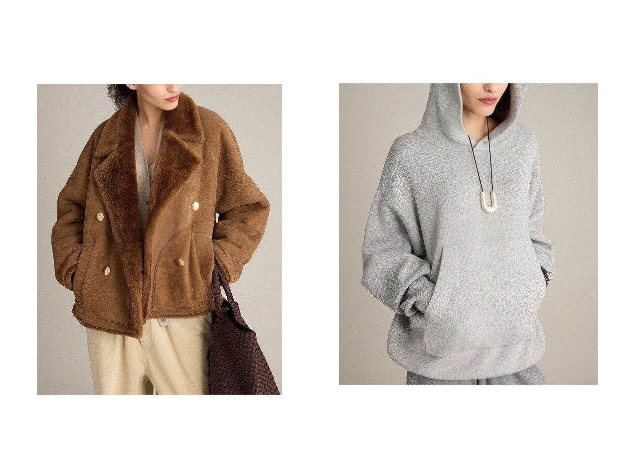 【BRILL/ブリル】のMERINNOムートンコート&ニットフーデッドプルオーバー おすすめ！トレンド、レディースファッションの通販 おすすめ人気トレンドファッション通販アイテム インテリア・キッズ・メンズ・レディースファッション・服の通販 founy(ファニー) 　ファッション　Fashion　レディースファッション　Fashion for Women　アウター　Coat / Outerwear Collection　コート・ロングコート・ピーコート　Long Coats, Peacoats & More　トップス・カットソー　Cut & Sew Tops　ニット　Knit Tops & Sweaters　カジュアルプルオーバー・ニットトップス　Pullovers & Knit Tops / Casual Pullovers　ショート　Short, Short Length　ムートン　Shearling, Mouton　冬　Winter / This Winter　新作・新入荷　New Arrivals / New In　ベージュ系　Beige　グレー系　Gray　ブラウン系　Brown　|ID:crp329100000224284