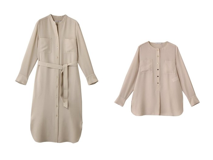 【BEIGE,/ベイジ,】のCLARION(クラリオン)/ゴールド釦クルーネックブラウス&DUPONT(デュポン)/ベルト付き3WAYワンピース おすすめ！トレンド、レディースファッションの通販 おすすめ人気トレンドファッション通販アイテム インテリア・キッズ・メンズ・レディースファッション・服の通販 founy(ファニー) https://founy.com/ ファッション Fashion レディースファッション Fashion for Women ワンピース Dresses チュニック Tunic Tops & Dresses ベルト&ウエストマーク Belts & Waist Accessories トップス・カットソー Cut & Sew Tops シャツ・ブラウス・オフィスカジュアル Elegant Blouses & Button-Ups チュニック Tunic, Long Top ロング Long, Long-Length エレガント 上品 Elegant 新作・新入荷 New Arrivals / New In |ID:crp329100000224289