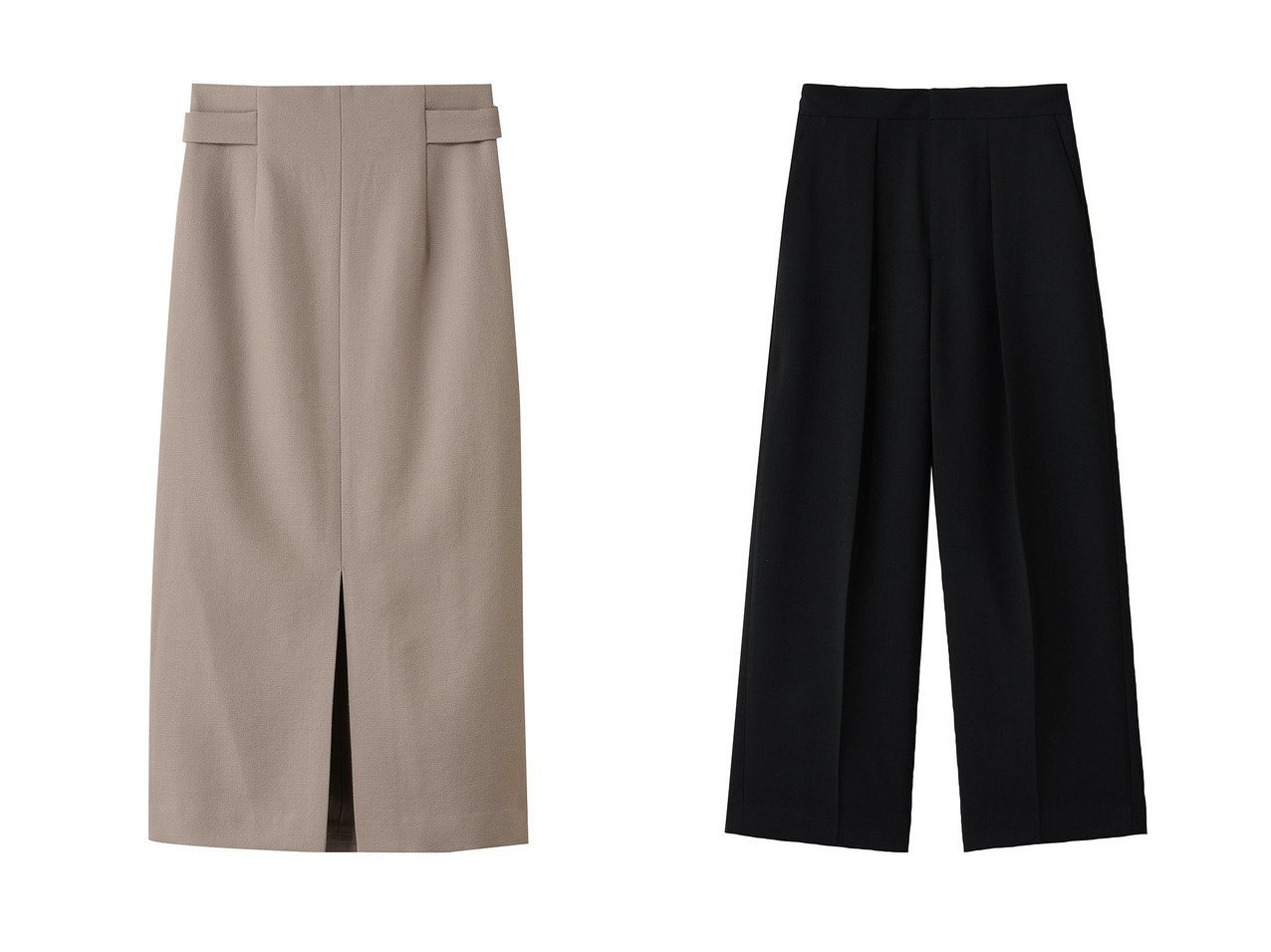 【BEIGE,/ベイジ,】のBUNNELL(バンネル)/ウールハイウエストタブボタンスカート&WASCO(ウォスコ)/2WAYストレッチウールタックカービーパンツ おすすめ！トレンド、レディースファッションの通販 おすすめ人気トレンドファッション通販アイテム インテリア・キッズ・メンズ・レディースファッション・服の通販 founy(ファニー) 　ファッション　Fashion　レディースファッション　Fashion for Women　スカート　Skirts　パンツ　Pants & Trousers　なめらか　Smooth, Silky Texture　スリット　Slit, Slit Detail　フロント　Front, Front Design　新作・新入荷　New Arrivals / New In　ブルー系　Blue　ブラック系　Black　|ID:crp329100000224335