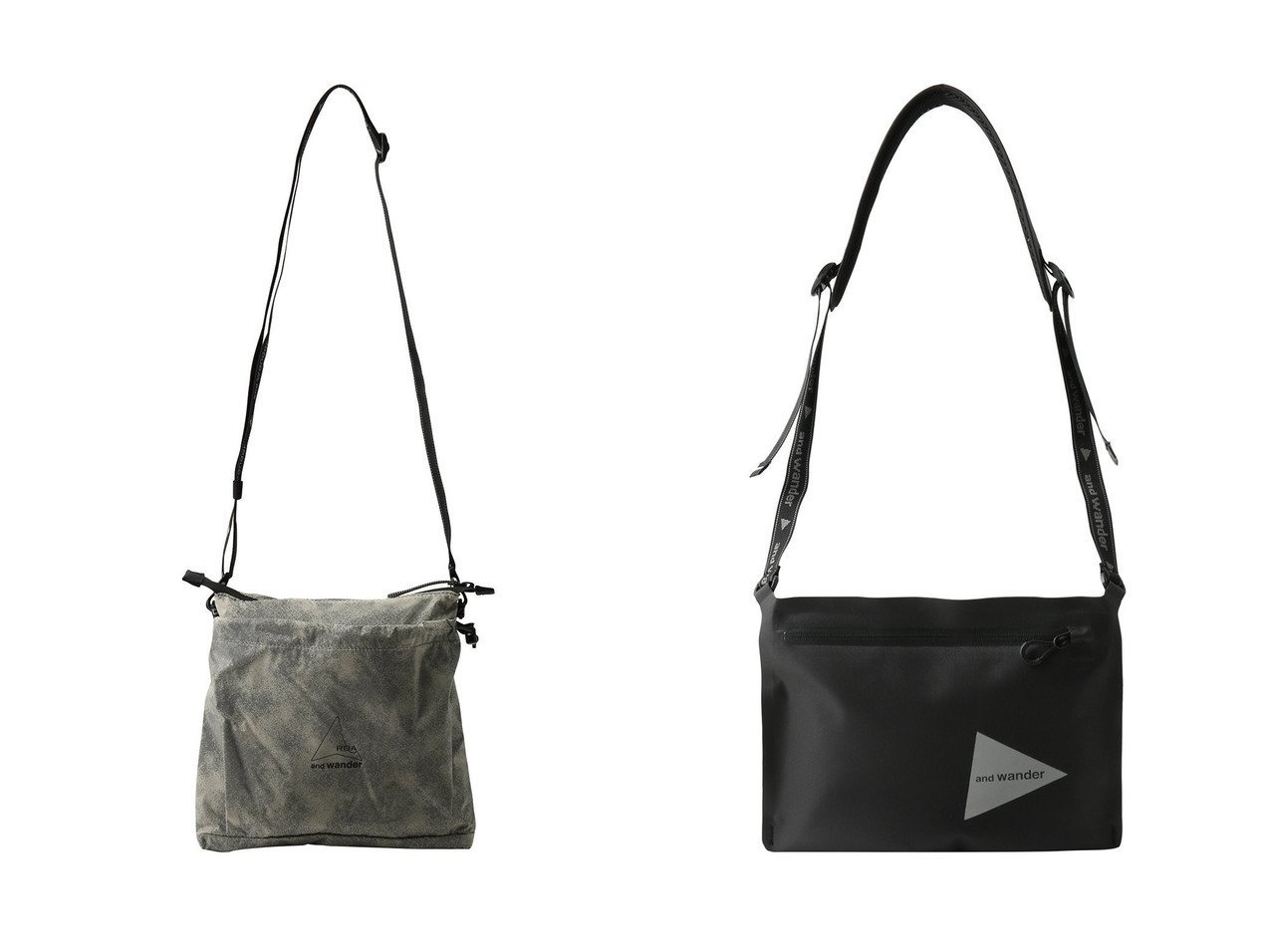 【and wander/アンドワンダー】の【UNISEX】ROA sil printed サコッシュ&【UNISEX】ウォータープルーフ サコッシュ おすすめ！トレンド、レディースファッションの通販 おすすめ人気トレンドファッション通販アイテム インテリア・キッズ・メンズ・レディースファッション・服の通販 founy(ファニー) 　ファッション　Fashion　レディースファッション　Fashion for Women　ポーチ&ミニバッグ　Pouches & Mini Bags　ユニセックス　Unisex, Genderless　スタイリッシュ　Stylish, Fashionable　スマート　Smart, Elegant　ポーチ　Pouch, Small Case　新作・新入荷　New Arrivals / New In　財布　Wallet, Purse　軽量　Lightweight, Ultra Light　グレー系　Gray　ブラック系　Black　|ID:crp329100000224344