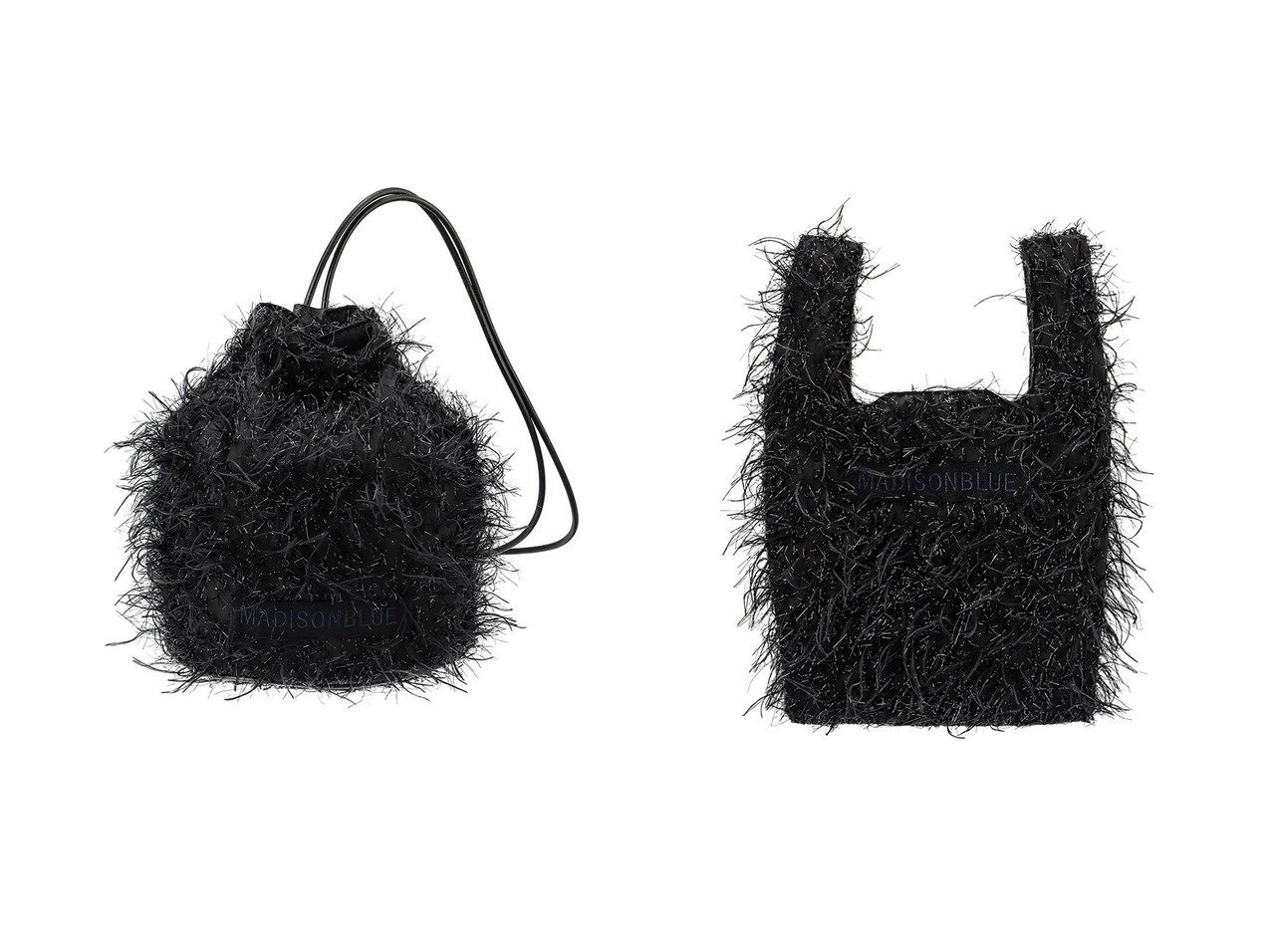 【MADISONBLUE/マディソンブルー】のSHOP BAG S EYELASH ショップバッグ&DRAWSTRING BAG EYELASH ドローストリングバッグ おすすめ！トレンド、レディースファッションの通販 おすすめ人気トレンドファッション通販アイテム インテリア・キッズ・メンズ・レディースファッション・服の通販 founy(ファニー) 　ファッション　Fashion　レディースファッション　Fashion for Women　バッグ　Bags　シャイニー　Shiny, Glossy Finish　ジャカード／ジャガード　Jacquard, Woven Pattern　フェザー　Feather, Feather Detail　フォルム　Silhouette, Form　フランス　France, French　フリンジ　Fringe, Tassel　エレガント 上品　Elegant　巾着　Drawstring Bag, Kinchaku　新作・新入荷　New Arrivals / New In　ブラック系　Black　|ID:crp329100000224382