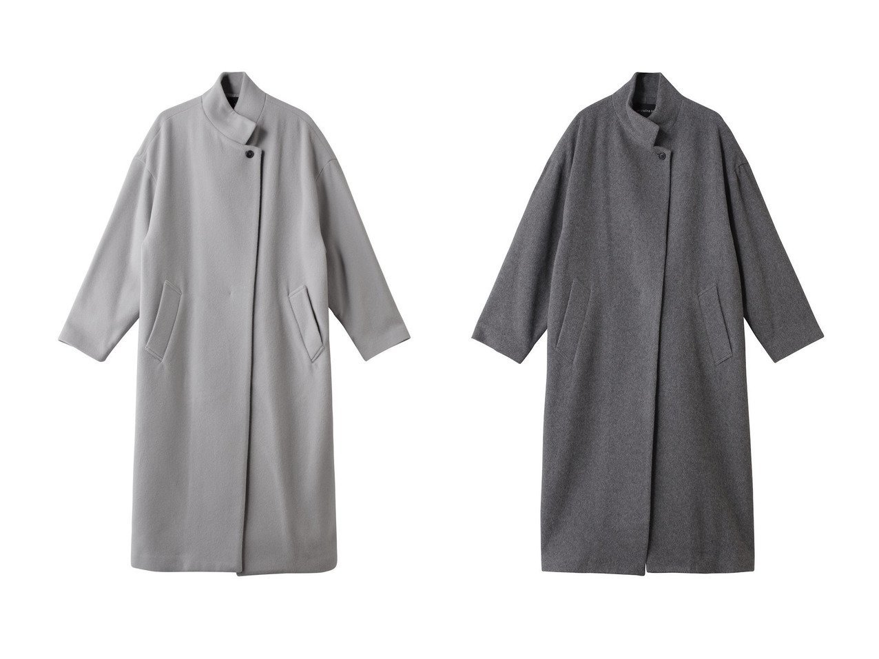 【mizuiro ind/ミズイロ インド】のwool blend stand collar CT コート おすすめ！トレンド、レディースファッションの通販 おすすめ人気トレンドファッション通販アイテム インテリア・キッズ・メンズ・レディースファッション・服の通販 founy(ファニー) 　ファッション　Fashion　レディースファッション　Fashion for Women　アウター　Coat / Outerwear Collection　コート・ロングコート・ピーコート　Long Coats, Peacoats & More　スタンド　Stand Collar, Upright Stand　フロント　Front, Front Design　ロング　Long, Long-Length　人気　Popular, Best Seller　定番　Standard, Basic Item　新作・新入荷　New Arrivals / New In　A/W・秋冬　Autumn/Winter　ブラウン系　Brown　ブルー系　Blue　グレー系　Gray　ブラック系　Black　|ID:crp329100000224403