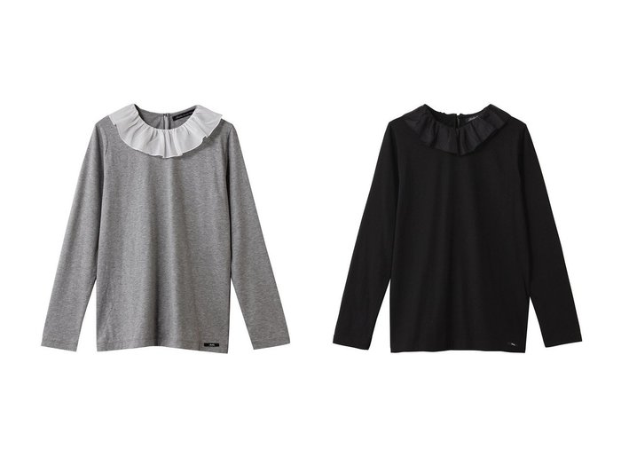 【Bilitis dix-sept ans/ビリティス ディセッタン】のボイルカラーロングTシャツ おすすめ！トレンド、レディースファッションの通販 おすすめ人気トレンドファッション通販アイテム 人気、トレンドファッション・服の通販 founy(ファニー) ファッション Fashion レディースファッション Fashion for Women トップス・カットソー Cut & Sew Tops シャツ・ブラウス・オフィスカジュアル Elegant Blouses & Button-Ups ロングTシャツ・Tシャツ Longline T-Shirts & Tees カットソー・ベーシックTシャツ Cut-and-Sewn Tops / Stretch Tees & Basics 2025年 2025 2025-2026秋冬・A/W Autumn/Winter 2025–26 AW25–26 おすすめ Recommended / Our Picks カットソー Cut and Sewn Top カーディガン Cardigan, Knitwear スリーブ Sleeve, Long Sleeve / Short Sleeve フェミニン Feminine, Girly フリル Frill, Ruffle ロング Long, Long-Length A/W・秋冬 Autumn/Winter |ID:crp329100000224408
