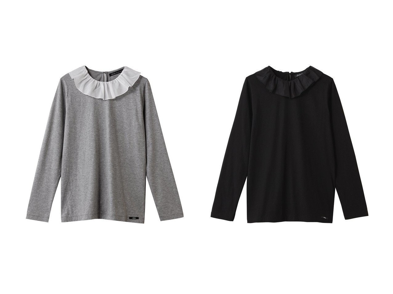【Bilitis dix-sept ans/ビリティス ディセッタン】のボイルカラーロングTシャツ おすすめ！トレンド、レディースファッションの通販 おすすめ人気トレンドファッション通販アイテム インテリア・キッズ・メンズ・レディースファッション・服の通販 founy(ファニー) 　ファッション　Fashion　レディースファッション　Fashion for Women　トップス・カットソー　Cut & Sew Tops　シャツ・ブラウス・オフィスカジュアル　Elegant Blouses & Button-Ups　ロングTシャツ・Tシャツ　Longline T-Shirts & Tees　カットソー・ベーシックTシャツ　Cut-and-Sewn Tops / Stretch Tees & Basics　2025年　2025　2025-2026秋冬・A/W　Autumn/Winter 2025–26 AW25–26　おすすめ　Recommended / Our Picks　カットソー　Cut and Sewn Top　カーディガン　Cardigan, Knitwear　スリーブ　Sleeve, Long Sleeve / Short Sleeve　フェミニン　Feminine, Girly　フリル　Frill, Ruffle　ロング　Long, Long-Length　A/W・秋冬　Autumn/Winter　グレー系　Gray　ブラック系　Black　|ID:crp329100000224408