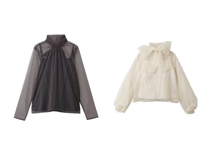 【allureville/アルアバイル】のチュールボウロングSL プルオーバー&【Loulou Willoughby】オーガンリボンブラウス おすすめ！トレンド、レディースファッションの通販 おすすめ人気トレンドファッション通販アイテム 人気、トレンドファッション・服の通販 founy(ファニー) ファッション Fashion レディースファッション Fashion for Women トップス・カットソー Cut & Sew Tops シャツ・ブラウス・オフィスカジュアル Elegant Blouses & Button-Ups ロングTシャツ・Tシャツ Longline T-Shirts & Tees カジュアルプルオーバー・ニットトップス Pullovers & Knit Tops / Casual Pullovers カットソー・ベーシックTシャツ Cut-and-Sewn Tops / Stretch Tees & Basics おすすめ Recommended / Our Picks カーディガン Cardigan, Knitwear シアー Sheer, See-Through スリーブ Sleeve, Long Sleeve / Short Sleeve チュール Tulip, Tulip Motif リボン Ribbon, Bow ロング Long, Long-Length 新作・新入荷 New Arrivals / New In A/W・秋冬 Autumn/Winter エレガント 上品 Elegant オケージョン Occasion Wear オーガンジー Organza Fabric ギャザー Gathered, Ruffled バルーン Balloon, Balloon Silhouette パーティ Party, Party Style フェミニン Feminine, Girly |ID:crp329100000224412