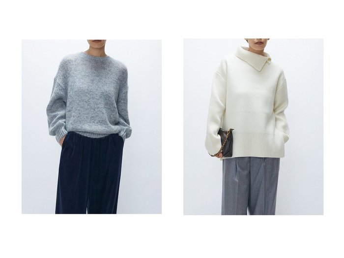 【1er Arrondissement/プルミエ アロンディスモン】のモヘアラメリリヤーンクルーネックニット&ウールカシミアダブルフェイスボトルネックニット おすすめ！トレンド、レディースファッションの通販 おすすめ人気トレンドファッション通販アイテム 人気、トレンドファッション・服の通販 founy(ファニー) ファッション Fashion レディースファッション Fashion for Women トップス・カットソー Cut & Sew Tops ニット Knit Tops & Sweaters カジュアルプルオーバー・ニットトップス Pullovers & Knit Tops / Casual Pullovers なめらか Smooth, Silky Texture トレンド Trend, Trending Now エレガント 上品 Elegant 冬 Winter / This Winter 新作・新入荷 New Arrivals / New In セットアップ Set-Up, Coordinated Outfit ボトルネック Bottle Neck, Mock Neck リラックス Relax, Relaxed Fit 軽量 Lightweight, Ultra Light |ID:crp329100000224421