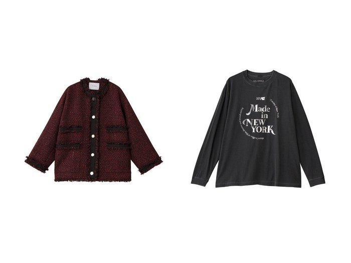 【heliopole/エリオポール】の【GOOD ROCK SPEED】S Tシャツ&ツイードブルゾン おすすめ！トレンド、レディースファッションの通販 おすすめ人気トレンドファッション通販アイテム 人気、トレンドファッション・服の通販 founy(ファニー) ファッション Fashion レディースファッション Fashion for Women アウター Coat / Outerwear Collection レディースジャケット・軽アウター Jackets ブルゾンジャケット・スポーティアウター Blouson Jackets トップス・カットソー Cut & Sew Tops シャツ・ブラウス・オフィスカジュアル Elegant Blouses & Button-Ups ロングTシャツ・Tシャツ Longline T-Shirts & Tees カットソー・ベーシックTシャツ Cut-and-Sewn Tops / Stretch Tees & Basics シンプル Simple, Minimal ジャケット Jacket, Outerwear スリーブ Sleeve, Long Sleeve / Short Sleeve ツイード Twill, Twill Weave フリンジ Fringe, Tassel ブルゾン Blouson, Bomber Jacket ロング Long, Long-Length 新作・新入荷 New Arrivals / New In A/W・秋冬 Autumn/Winter フロント Front, Front Design プリント Print, Printed Pattern メタリック Metallic, Shiny Finish |ID:crp329100000224428