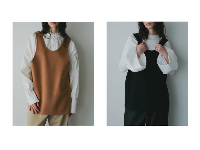 【HER./ハー】のウールカシミヤリバーベスト&ヴィンテージライクレースブラウス おすすめ！トレンド、レディースファッションの通販 おすすめ人気トレンドファッション通販アイテム インテリア・キッズ・メンズ・レディースファッション・服の通販 founy(ファニー) https://founy.com/ ファッション Fashion レディースファッション Fashion for Women アウター Coat / Outerwear Collection レディースジャケット・軽アウター Jackets トップス・カットソー Cut & Sew Tops シャツ・ブラウス・オフィスカジュアル Elegant Blouses & Button-Ups おすすめ Recommended / Our Picks カットソー Cut and Sewn Top ショート Short, Short Length ジャケット Jacket, Outerwear タンク Tank Top, Sleeveless Top タートル Turtleneck, Turtle Collar ベスト Vest, Waistcoat 冬 Winter / This Winter 新作・新入荷 New Arrivals / New In |ID:crp329100000224442