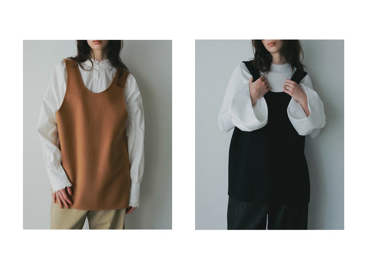 【HER./ハー】のウールカシミヤリバーベスト&ヴィンテージライクレースブラウス おすすめ！トレンド、レディースファッションの通販 おすすめ人気トレンドファッション通販アイテム インテリア・キッズ・メンズ・レディースファッション・服の通販 founy(ファニー) 　ファッション　Fashion　レディースファッション　Fashion for Women　アウター　Coat / Outerwear Collection　レディースジャケット・軽アウター　Jackets　トップス・カットソー　Cut & Sew Tops　シャツ・ブラウス・オフィスカジュアル　Elegant Blouses & Button-Ups　おすすめ　Recommended / Our Picks　カットソー　Cut and Sewn Top　ショート　Short, Short Length　ジャケット　Jacket, Outerwear　タンク　Tank Top, Sleeveless Top　タートル　Turtleneck, Turtle Collar　ベスト　Vest, Waistcoat　冬　Winter / This Winter　新作・新入荷　New Arrivals / New In　ブルー系　Blue　ブラック系　Black　ホワイト系　White　|ID:crp329100000224442