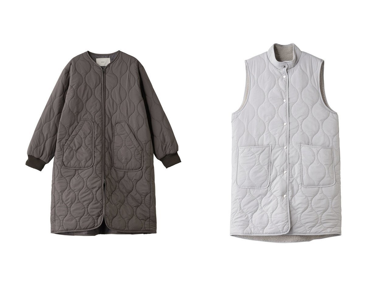 【MidiUmi/ミディウミ】のquilting reversible vest ベスト&quilting long CT コート おすすめ！トレンド、レディースファッションの通販 おすすめ人気トレンドファッション通販アイテム インテリア・キッズ・メンズ・レディースファッション・服の通販 founy(ファニー) 　ファッション　Fashion　レディースファッション　Fashion for Women　アウター　Coat / Outerwear Collection　コート・ロングコート・ピーコート　Long Coats, Peacoats & More　レディースジャケット・軽アウター　Jackets　エレガント 上品　Elegant　キルティング　Quilted, Quilting　ロング　Long, Long-Length　新作・新入荷　New Arrivals / New In　秋　Autumn　シンプル　Simple, Minimal　ジャケット　Jacket, Outerwear　スタンド　Stand Collar, Upright Stand　ベスト　Vest, Waistcoat　ポケット　Pocket, Pocket Detail　マニッシュ　Mannish, Boyish　グレー系　Gray　ブラック系　Black　|ID:crp329100000224451