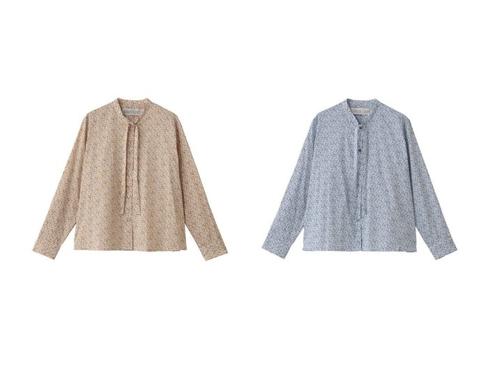 【MidiUmi/ミディウミ】のLIBERTY bow-tie shirt シャツ おすすめ！トレンド、レディースファッションの通販 おすすめ人気トレンドファッション通販アイテム 人気、トレンドファッション・服の通販 founy(ファニー) ファッション Fashion レディースファッション Fashion for Women トップス・カットソー Cut & Sew Tops シャツ・ブラウス・オフィスカジュアル Elegant Blouses & Button-Ups なめらか Smooth, Silky Texture スリーブ Sleeve, Long Sleeve / Short Sleeve ファブリック Fabric, Textile ボタニカル Botanical, Floral Pattern リュクス Luxury, Elegant, High-End, Chic ロング Long, Long-Length エレガント 上品 Elegant 新作・新入荷 New Arrivals / New In A/W・秋冬 Autumn/Winter |ID:crp329100000224456