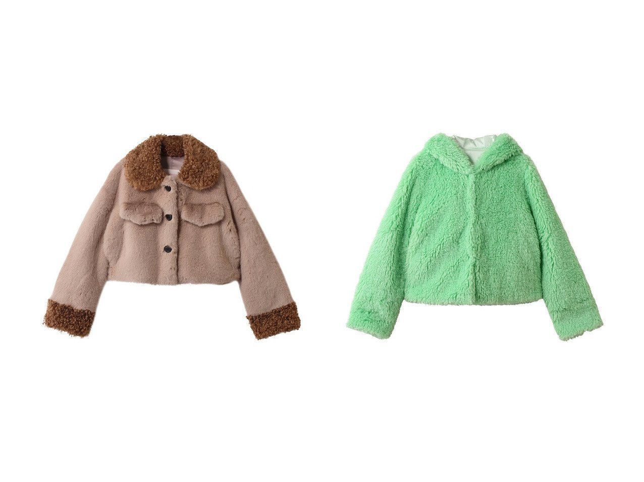 【Lemonplet/レモンプレット】のFAUX FUR BIEN HOODED SHORT JACKET&FAUX FUR OURSON JACKET おすすめ！トレンド、レディースファッションの通販 おすすめ人気トレンドファッション通販アイテム インテリア・キッズ・メンズ・レディースファッション・服の通販 founy(ファニー) 　ファッション　Fashion　レディースファッション　Fashion for Women　アウター　Coat / Outerwear Collection　レディースジャケット・軽アウター　Jackets　ジャケット　Jacket, Outerwear　新作・新入荷　New Arrivals / New In　カーディガン　Cardigan, Knitwear　ビビッド　Vivid, Bright Tone　A/W・秋冬　Autumn/Winter　防寒　Cold Protection, Winter-Ready　ベージュ系　Beige　グリーン系　Green　|ID:crp329100000224472