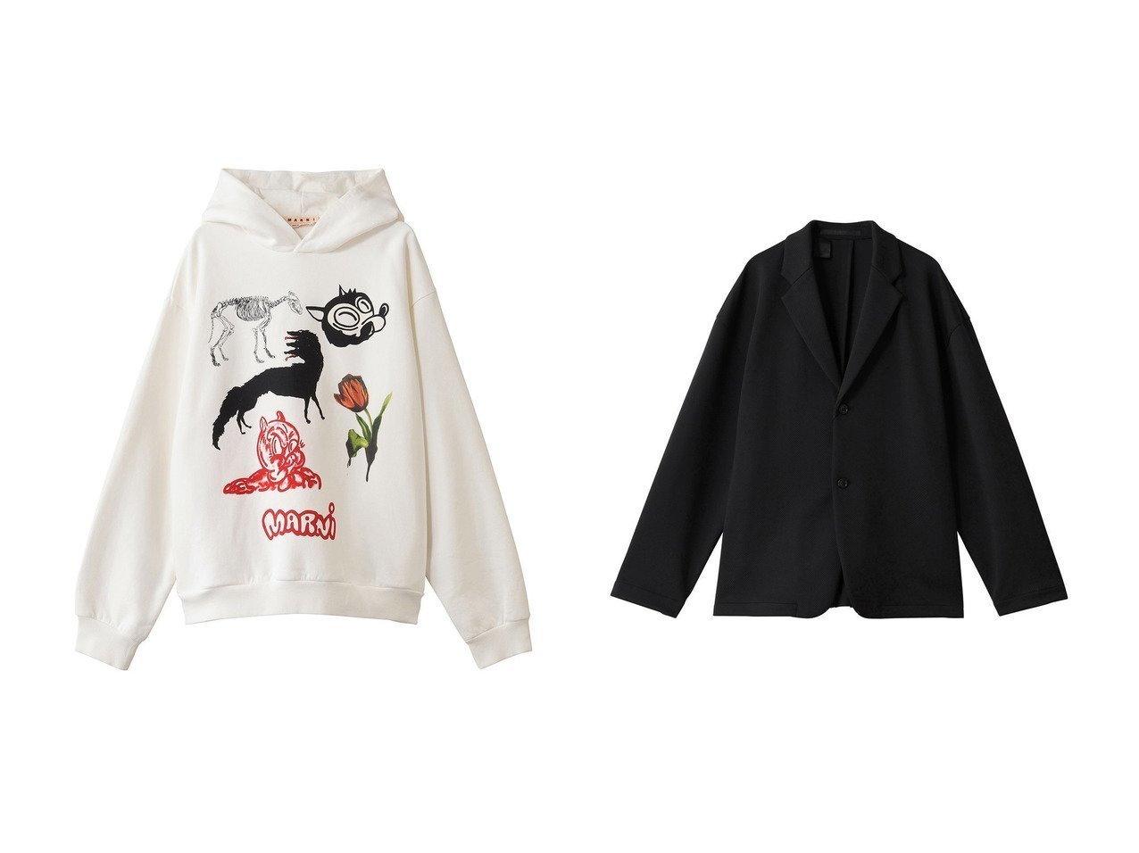 【MARNI / MEN/マルニ】の【MEN】プリントパーカー&【N.HOOLYWOOD / MEN/エヌ.ハリウッド】の【MEN】【COMPILE】ジャケット おすすめ！トレンド、レディースファッションの通販 おすすめ人気トレンドファッション通販アイテム インテリア・キッズ・メンズ・レディースファッション・服の通販 founy(ファニー) 　ファッション　Fashion　メンズファッション　Fashion for Men　トップス・カットソー　Cut & Sew Tops　パーカー・フーディー / カジュアルコーデ　Hoodies & Parkas　メンズシャツ　Shirts　パーカー　Hoodie, Parka　プリント　Print, Printed Pattern　ボトム　Bottoms, Lower Wear　ロング　Long, Long-Length　ロンドン　London Style, British Inspired　新作・新入荷　New Arrivals / New In　ホワイト系　White　ブラック系　Black　|ID:crp329100000224486