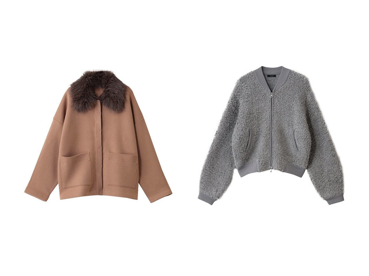 【allureville/アルアバイル】のニットボアブルゾン&【Loulou Willoughby】ファー衿ニットショートコート おすすめ！トレンド、レディースファッションの通販 おすすめ人気トレンドファッション通販アイテム インテリア・キッズ・メンズ・レディースファッション・服の通販 founy(ファニー) 　ファッション　Fashion　レディースファッション　Fashion for Women　アウター　Coat / Outerwear Collection　コート・ロングコート・ピーコート　Long Coats, Peacoats & More　レディースジャケット・軽アウター　Jackets　ブルゾンジャケット・スポーティアウター　Blouson Jackets　ショート　Short, Short Length　シンプル　Simple, Minimal　スリーブ　Sleeve, Long Sleeve / Short Sleeve　ロング　Long, Long-Length　新作・新入荷　New Arrivals / New In　A/W・秋冬　Autumn/Winter　ベージュ系　Beige　ブラック系　Black　グレー系　Gray　|ID:crp329100000224496