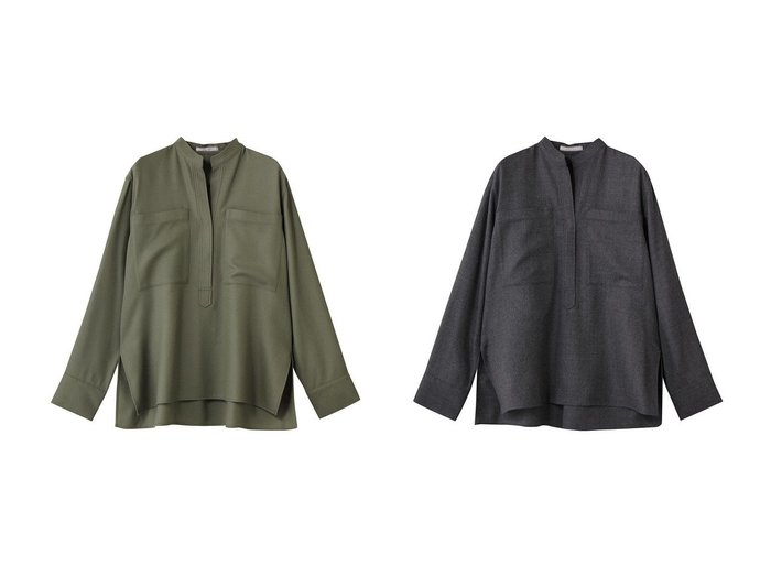【BEIGE,/ベイジ,】のTERNES(テルヌ)/ビックポケットプルオーバーウールブラウス おすすめ！トレンド、レディースファッションの通販 おすすめ人気トレンドファッション通販アイテム 人気、トレンドファッション・服の通販 founy(ファニー) ファッション Fashion レディースファッション Fashion for Women トップス・カットソー Cut & Sew Tops シャツ・ブラウス・オフィスカジュアル Elegant Blouses & Button-Ups カジュアルプルオーバー・ニットトップス Pullovers & Knit Tops / Casual Pullovers おすすめ Recommended / Our Picks スリット Slit, Slit Detail スリーブ Sleeve, Long Sleeve / Short Sleeve セットアップ Set-Up, Coordinated Outfit ポケット Pocket, Pocket Detail ロング Long, Long-Length A/W・秋冬 Autumn/Winter |ID:crp329100000224502