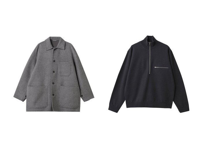 【YLEVE/イレーヴ】のULTRAFINE メリノ ミルド ウール ニット ハーフ ジップ プルオーバー&SUPER 100 S ウール ダブル クロス ブルゾン おすすめ！トレンド、レディースファッションの通販 おすすめ人気トレンドファッション通販アイテム 人気、トレンドファッション・服の通販 founy(ファニー) ファッション Fashion レディースファッション Fashion for Women アウター Coat / Outerwear Collection レディースジャケット・軽アウター Jackets ブルゾンジャケット・スポーティアウター Blouson Jackets トップス・カットソー Cut & Sew Tops ニット Knit Tops & Sweaters カジュアルプルオーバー・ニットトップス Pullovers & Knit Tops / Casual Pullovers ジャケット Jacket, Outerwear ダブル Double, Double-Breasted ハーフ Half, Half-Length フェイス Face, Facial Design ブルゾン Blouson, Bomber Jacket ポケット Pocket, Pocket Detail 新作・新入荷 New Arrivals / New In |ID:crp329100000224523
