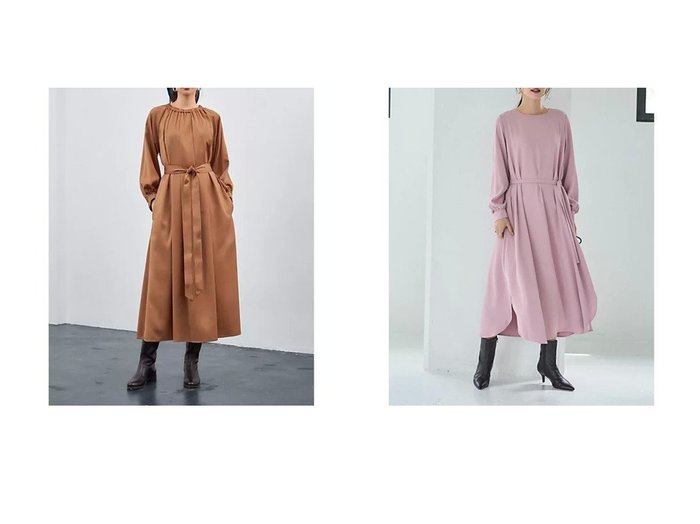 【STYLE DELI/スタイルデリ】の【LUXE】加工サテンギャザーワンピース&【LUXE】ベルト付きラウンドスリットワンピース おすすめ！トレンド、レディースファッションの通販 おすすめ人気トレンドファッション通販アイテム インテリア・キッズ・メンズ・レディースファッション・服の通販 founy(ファニー) https://founy.com/ ファッション Fashion レディースファッション Fashion for Women ワンピース Dresses ベルト&ウエストマーク Belts & Waist Accessories ギャザー Gathered, Ruffled サテン Satin, Glossy Fabric ダメージ Distressed, Destroyed ドレープ Drape, Draping Fabric 人気 Popular, Best Seller リボン Ribbon, Bow 冬 Winter / This Winter おすすめ Recommended / Our Picks イエロー Yellow オケージョン Occasion Wear 春 Spring カフス Cuff Design シンプル Simple, Minimal ジョーゼット Georgette, Semi-Sheer Fabric スリット Slit, Slit Detail 定番 Standard, Basic Item フォルム Silhouette, Form フォーマル Formal, Dressy フレア Flare, Flared ポケット Pocket, Pocket Detail ヨーク Yoke, Yoke Design ラウンド Round, Round Neck リラックス Relax, Relaxed Fit ループ Loop, Loop Knit エレガント 上品 Elegant |ID:crp329100000224540
