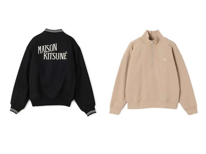 【MAISON KITSUNE/メゾン キツネ】のBABY FOX HALF ZIP SWEATSHIRT&VARSITY TEDDY BLOUSON おすすめ！トレンド、レディースファッションの通販 おすすめ人気トレンドファッション通販アイテム 人気、トレンドファッション・服の通販 founy(ファニー) ファッション Fashion レディースファッション Fashion for Women アウター Coat / Outerwear Collection ブルゾンジャケット・スポーティアウター Blouson Jackets トップス・カットソー Cut & Sew Tops シャツ・ブラウス・オフィスカジュアル Elegant Blouses & Button-Ups レディースパーカー・カジュアルフーディー Casual Hoodies & Sweatshirts ロングTシャツ・Tシャツ Longline T-Shirts & Tees スウェット・クルーネックトップス Sweatshirts & Crewnecks / Relaxed Fit Sweat Tops 2025年 2025 2025-2026秋冬・A/W Autumn/Winter 2025–26 AW25–26 シンプル Simple, Minimal パッチ Patch, Appliqué メルトン Melton, Heavy Wool 今季 This Season, Current Season ショルダー Shoulder, Shoulder Strap ジップ Zip, Zipper ドロップ Drop Shoulder, Dropped Style ヴィンテージ Vintage Style 洗える Machine Washable |ID:crp329100000224543