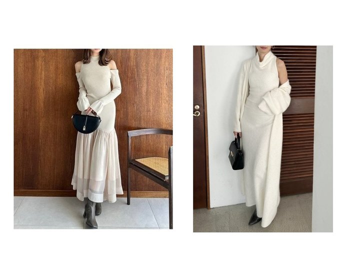 【SNIDEL/スナイデル】のSustainableコールドショルダーニットワンピース&【HIGH QUALITY】メリノウールアメスリニットワンピース おすすめ！トレンド、レディースファッションの通販 おすすめ人気トレンドファッション通販アイテム 人気、トレンドファッション・服の通販 founy(ファニー) ファッション Fashion レディースファッション Fashion for Women ワンピース Dresses ニットワンピース Knit Dresses エレガント 上品 Elegant オーガンジー Organza Fabric ギャザー Gathered, Ruffled ショルダー Shoulder, Shoulder Strap シンプル Simple, Minimal ストレート Straight, Straight Cut スマート Smart, Elegant スリーブ Sleeve, Long Sleeve / Short Sleeve トレンド Trend, Trending Now ハイネック High Neck, Mock Neck ロング Long, Long-Length おすすめ Recommended / Our Picks |ID:crp329100000224555