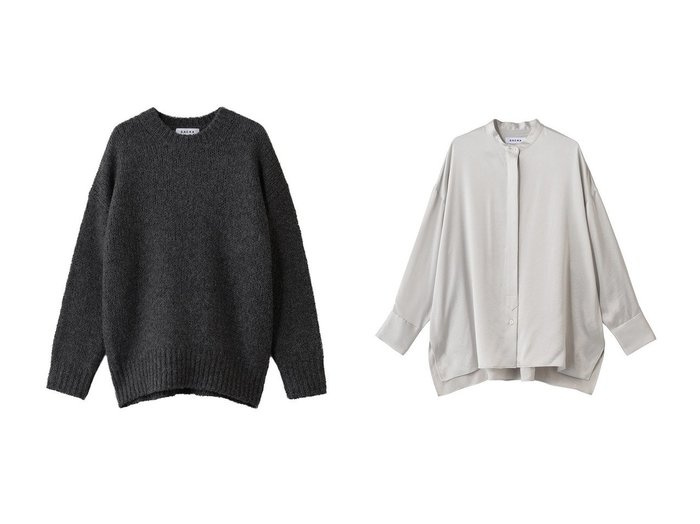 【SACRA/サクラ】のエクストラファインスラブヤーンニット&トリアセサテンブラウス おすすめ！トレンド、レディースファッションの通販 おすすめ人気トレンドファッション通販アイテム インテリア・キッズ・メンズ・レディースファッション・服の通販 founy(ファニー) https://founy.com/ ファッション Fashion レディースファッション Fashion for Women トップス・カットソー Cut & Sew Tops ニット Knit Tops & Sweaters カジュアルプルオーバー・ニットトップス Pullovers & Knit Tops / Casual Pullovers シャツ・ブラウス・オフィスカジュアル Elegant Blouses & Button-Ups エレガント 上品 Elegant 新作・新入荷 New Arrivals / New In |ID:crp329100000224583