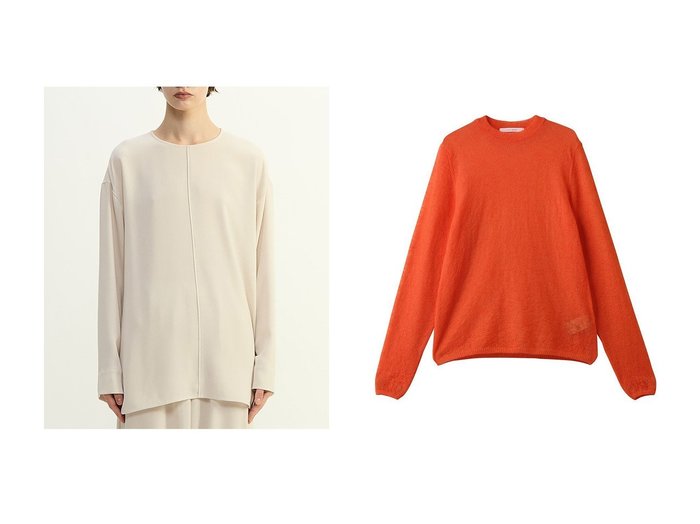【PLAIN PEOPLE/プレインピープル】のバックサテンジョーゼットノーカラーブラウス&シアーモヘアロングスリーブニット おすすめ！トレンド、レディースファッションの通販 おすすめ人気トレンドファッション通販アイテム 人気、トレンドファッション・服の通販 founy(ファニー) ファッション Fashion レディースファッション Fashion for Women トップス・カットソー Cut & Sew Tops シャツ・ブラウス・オフィスカジュアル Elegant Blouses & Button-Ups バッグ Bags ニット Knit Tops & Sweaters カジュアルプルオーバー・ニットトップス Pullovers & Knit Tops / Casual Pullovers おすすめ Recommended / Our Picks ショート Short, Short Length スリーブ Sleeve, Long Sleeve / Short Sleeve セットアップ Set-Up, Coordinated Outfit ロング Long, Long-Length 新作・新入荷 New Arrivals / New In 長袖 Long Sleeve, Full Sleeve インナー Innerwear キャミソール Camisole, Spaghetti Strap Top シンプル Simple, Minimal タンク Tank Top, Sleeveless Top |ID:crp329100000224588