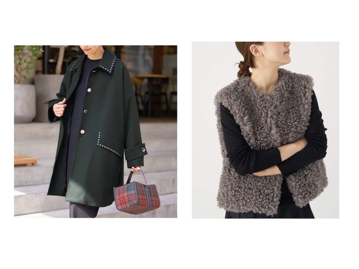 【IENA/イエナ】のマッキントッシュ HUMBIE STUDS MB コート L252MO1158F2KS&TISSAVELカーリージレ おすすめ！トレンド、レディースファッションの通販 おすすめ人気トレンドファッション通販アイテム 人気、トレンドファッション・服の通販 founy(ファニー) ファッション Fashion レディースファッション Fashion for Women アウター Coat / Outerwear Collection コート・ロングコート・ピーコート Long Coats, Peacoats & More トップス・カットソー Cut & Sew Tops ベスト&ジレ / 重ね着スタイル Vests & Gilets クラシック Classic, Timeless Style コレクション Collection, Seasonal Line コンパクト Compact, Small Size シャイニー Shiny, Glossy Finish スタッズ Studs, Metal Accents スマート Smart, Elegant 定番 Standard, Basic Item 防寒 Cold Protection, Winter-Ready メルトン Melton, Heavy Wool モダン Modern, Contemporary 冬 Winter / This Winter エレガント 上品 Elegant 2025年 2025 2025-2026秋冬・A/W Autumn/Winter 2025–26 AW25–26 バランス Balance, Style Balance フェイクファー Faux Fur, Imitation Fur フランス France, French リュクス Luxury, Elegant, High-End, Chic 秋 Autumn |ID:crp329100000224635