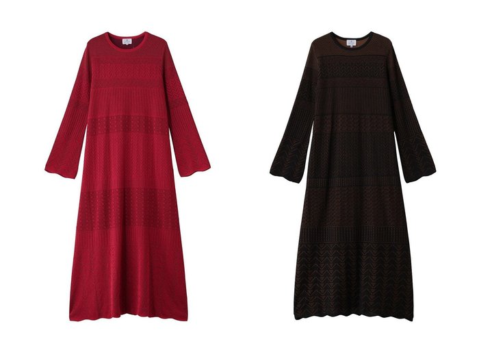 【LANVIN en Bleu/ランバン オン ブルー】のニットレースワンピース おすすめ！トレンド、レディースファッションの通販 おすすめ人気トレンドファッション通販アイテム 人気、トレンドファッション・服の通販 founy(ファニー) ファッション Fashion レディースファッション Fashion for Women ワンピース Dresses チュニック Tunic Tops & Dresses アンダー Underwear Essentials エレガント 上品 Elegant コンパクト Compact, Small Size ジュエリー Jewelry, Accessories チュニック Tunic, Long Top ドレス Dress, One-Piece フレア Flare, Flared レース Lace, Lace Fabric ロング Long, Long-Length 新作・新入荷 New Arrivals / New In |ID:crp329100000224641