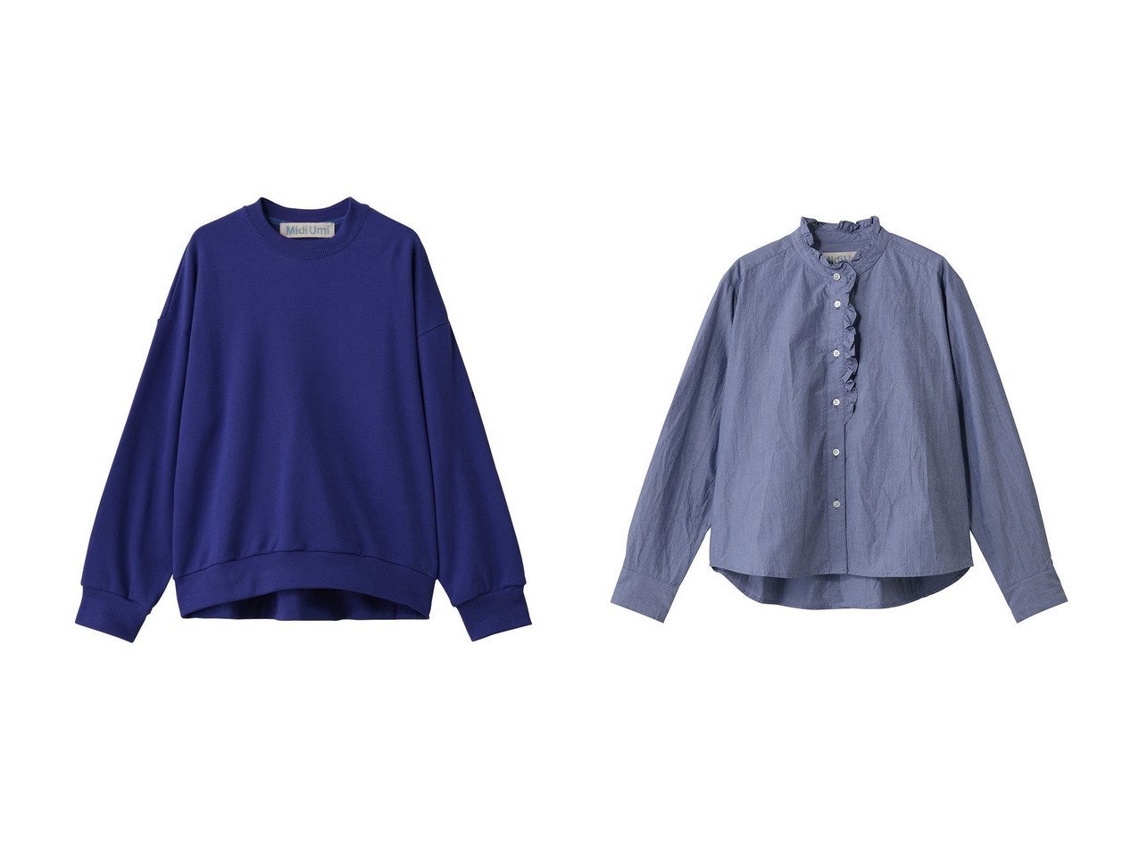 【MidiUmi/ミディウミ】のwide sweat PO プルオーバー&front half frill shirt シャツ おすすめ！トレンド、レディースファッションの通販 おすすめ人気トレンドファッション通販アイテム インテリア・キッズ・メンズ・レディースファッション・服の通販 founy(ファニー) 　ファッション　Fashion　レディースファッション　Fashion for Women　トップス・カットソー　Cut & Sew Tops　シャツ・ブラウス・オフィスカジュアル　Elegant Blouses & Button-Ups　レディースパーカー・カジュアルフーディー　Casual Hoodies & Sweatshirts　ロングTシャツ・Tシャツ　Longline T-Shirts & Tees　カジュアルプルオーバー・ニットトップス　Pullovers & Knit Tops / Casual Pullovers　スウェット・クルーネックトップス　Sweatshirts & Crewnecks / Relaxed Fit Sweat Tops　カットソー・ベーシックTシャツ　Cut-and-Sewn Tops / Stretch Tees & Basics　シンプル　Simple, Minimal　ボトム　Bottoms, Lower Wear　リラックス　Relax, Relaxed Fit　ワイド　Wide, Wide Fit　新作・新入荷　New Arrivals / New In　イエロー系　Yellow　ブルー系　Blue　グレー系　Gray　ブラック系　Black　|ID:crp329100000224661