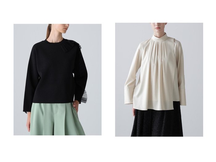 【ADORE/アドーア】のエンベリッシュトニットプルオーバー&ドライタッチジョーゼットブラウス おすすめ!トレンド、レディースファッションの通販 おすすめ人気トレンドファッション通販アイテム 人気、トレンドファッション・服の通販 founy(ファニー) ファッション Fashion レディースファッション Fashion for Women トップス・カットソー Cut & Sew Tops ニット Knit Tops & Sweaters カジュアルプルオーバー・ニットトップス Pullovers & Knit Tops / Casual Pullovers シャツ・ブラウス・オフィスカジュアル Elegant Blouses & Button-Ups アシンメトリー Asymmetrical Style クリスタル Crystal, Swarovski スタンダード Standard, Basic ストレッチ Stretch, Stretchy Fabric チュール Tulip, Tulip Motif プリーツ Pleats, Pleated 新作・新入荷 New Arrivals / New In |ID:crp329100000224669