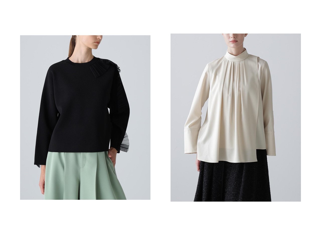 【ADORE/アドーア】のエンベリッシュトニットプルオーバー&ドライタッチジョーゼットブラウス おすすめ!トレンド、レディースファッションの通販 おすすめ人気トレンドファッション通販アイテム インテリア・キッズ・メンズ・レディースファッション・服の通販 founy(ファニー)  ファッション Fashion レディースファッション Fashion for Women トップス・カットソー Cut & Sew Tops ニット Knit Tops & Sweaters カジュアルプルオーバー・ニットトップス Pullovers & Knit Tops / Casual Pullovers シャツ・ブラウス・オフィスカジュアル Elegant Blouses & Button-Ups アシンメトリー Asymmetrical Style クリスタル Crystal, Swarovski スタンダード Standard, Basic ストレッチ Stretch, Stretchy Fabric チュール Tulip, Tulip Motif プリーツ Pleats, Pleated 新作・新入荷 New Arrivals / New In ブラック系 Black ホワイト系 White イエロー系 Yellow |ID:crp329100000224669