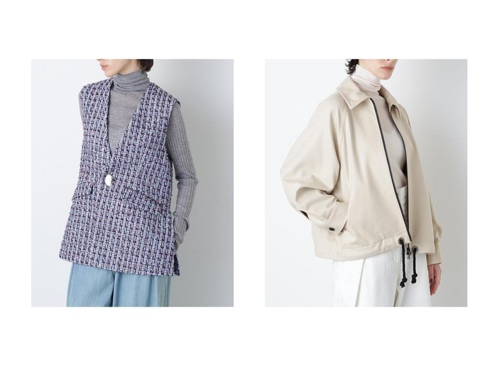 【hueLe Museum/ヒューエルミュージアム】の【STUMBLY】Bicolor Zip Swing Top&【STUMBLY】Linton No Collar Gilet おすすめ!トレンド、レディースファッションの通販 おすすめ人気トレンドファッション通販アイテム 人気、トレンドファッション・服の通販 founy(ファニー) ファッション Fashion レディースファッション Fashion for Women アウター Coat / Outerwear Collection レディースジャケット・軽アウター Jackets クラシック Classic, Timeless Style ジャケット Jacket, Outerwear スリット Slit, Slit Detail ツイード Twill, Twill Weave フロント Front, Front Design ポケット Pocket, Pocket Detail モダン Modern, Contemporary 新作・新入荷 New Arrivals / New In |ID:crp329100000224688