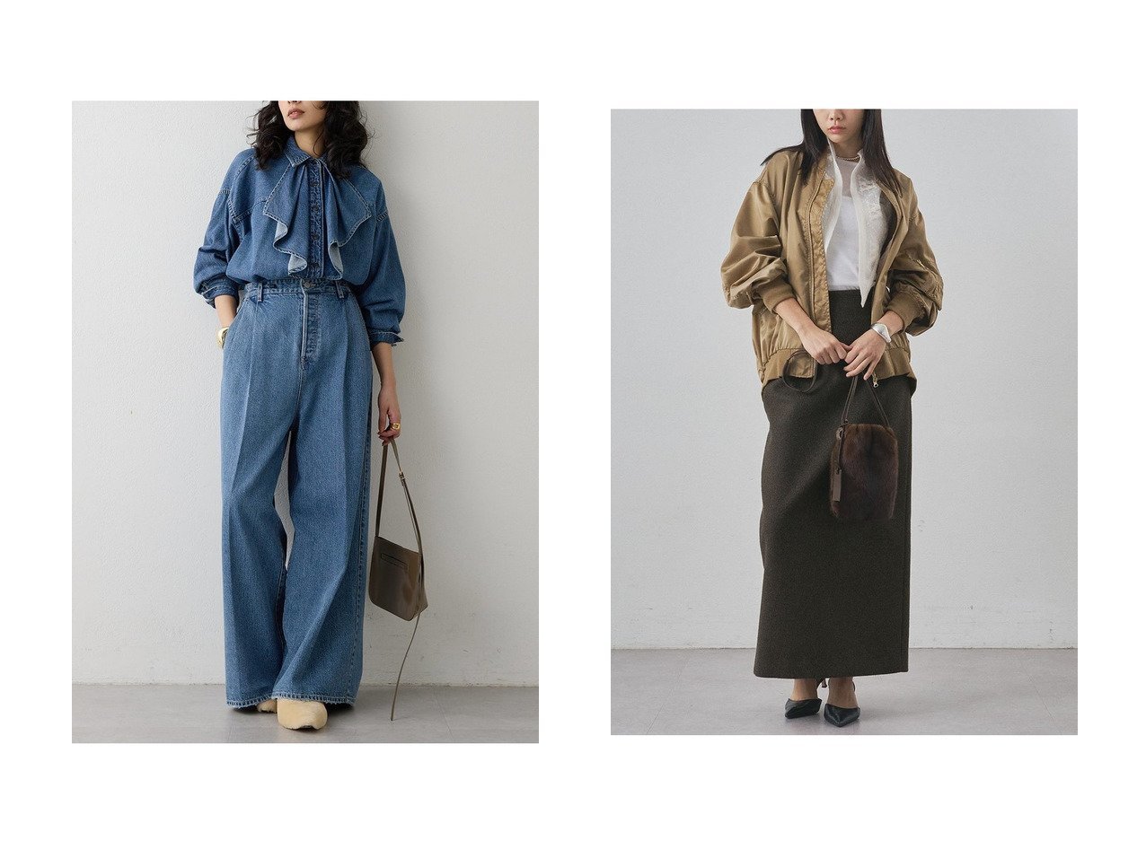 【Whim Gazette/ウィムガゼット】のワイドデニムイージーパンツ&メルトンスリットスカート おすすめ!トレンド、レディースファッションの通販 おすすめ人気トレンドファッション通販アイテム インテリア・キッズ・メンズ・レディースファッション・服の通販 founy(ファニー)  ファッション Fashion レディースファッション Fashion for Women パンツ Pants & Trousers スカート Skirts ロングスカート Long Skirts / Maxi & Midi Skirts おすすめ Recommended / Our Picks アンティーク Antique-Inspired セットアップ Set-Up, Coordinated Outfit デニム Denim, Jeans Material フロント Front, Front Design ヴィンテージ Vintage Style エレガント 上品 Elegant 新作・新入荷 New Arrivals / New In ブルー系 Blue グレー系 Gray グリーン系 Green |ID:crp329100000224743