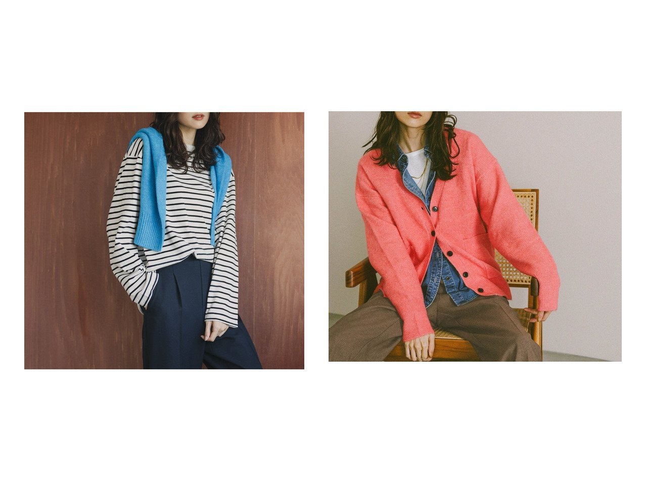 【GLOBAL WORK/グローバルワーク】のFffit エフィット/天竺ボーダーTシャツ長袖/一部店舗限定/580823&フワフワHugmeVネックカーディガン/571330 おすすめ!トレンド、レディースファッションの通販 おすすめ人気トレンドファッション通販アイテム インテリア・キッズ・メンズ・レディースファッション・服の通販 founy(ファニー)  ファッション Fashion レディースファッション Fashion for Women トップス・カットソー Cut & Sew Tops シャツ・ブラウス・オフィスカジュアル Elegant Blouses & Button-Ups ロングTシャツ・Tシャツ Longline T-Shirts & Tees カーディガン・羽織り Layered Style Cardigans Vネックトップス V-Neck Tops / V-Cut Neckline Shirts おすすめ Recommended / Our Picks インナー Innerwear ジャケット Jacket, Outerwear フィット Fit, Slim Fit ボーダー Border, Stripe ロング Long, Long-Length 吸水 Absorbent, Quick-Dry 長袖 Long Sleeve, Full Sleeve カーディガン Cardigan, Knitwear スリット Slit, Slit Detail パーカー Hoodie, Parka ボトム Bottoms, Lower Wear ポケット Pocket, Pocket Detail ブラック系 Black オレンジ系 Orange ブルー系 Blue |ID:crp329100000224790