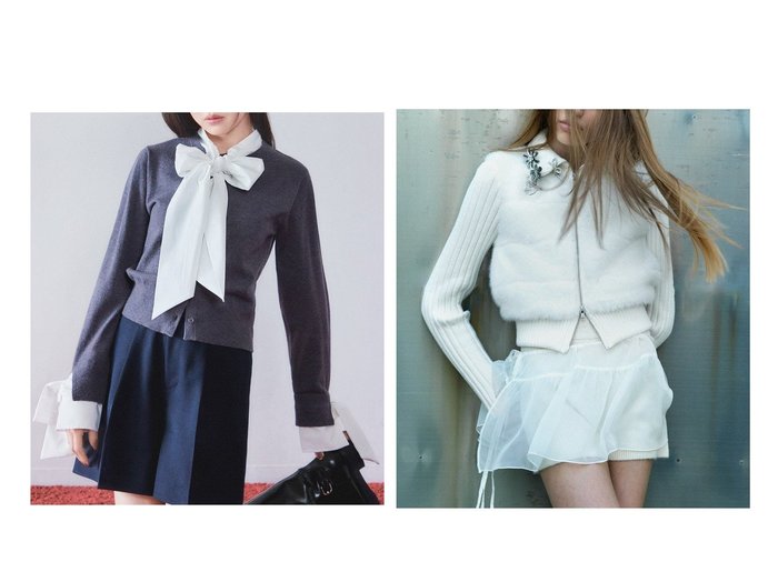 【SNIDEL/スナイデル】のファーニットブルゾン&ボウタイドッキングニットプルオーバー おすすめ!トレンド、レディースファッションの通販 おすすめ人気トレンドファッション通販アイテム 人気、トレンドファッション・服の通販 founy(ファニー) ファッション Fashion レディースファッション Fashion for Women トップス・カットソー Cut & Sew Tops ニット Knit Tops & Sweaters カジュアルプルオーバー・ニットトップス Pullovers & Knit Tops / Casual Pullovers アウター Coat / Outerwear Collection ブルゾンジャケット・スポーティアウター Blouson Jackets ウェーブ Wavy Pattern カフス Cuff Design カーディガン Cardigan, Knitwear ストライプ Stripe, Striped Pattern ストレッチ Stretch, Stretchy Fabric ストレート Straight, Straight Cut スマート Smart, Elegant ドッキング Docking, Mixed Material ビッグ Big, Oversized ブロード Broadcloth, Fine Cotton 無地 Plain, Solid Color リボン Ribbon, Bow おすすめ Recommended / Our Picks |ID:crp329100000224809