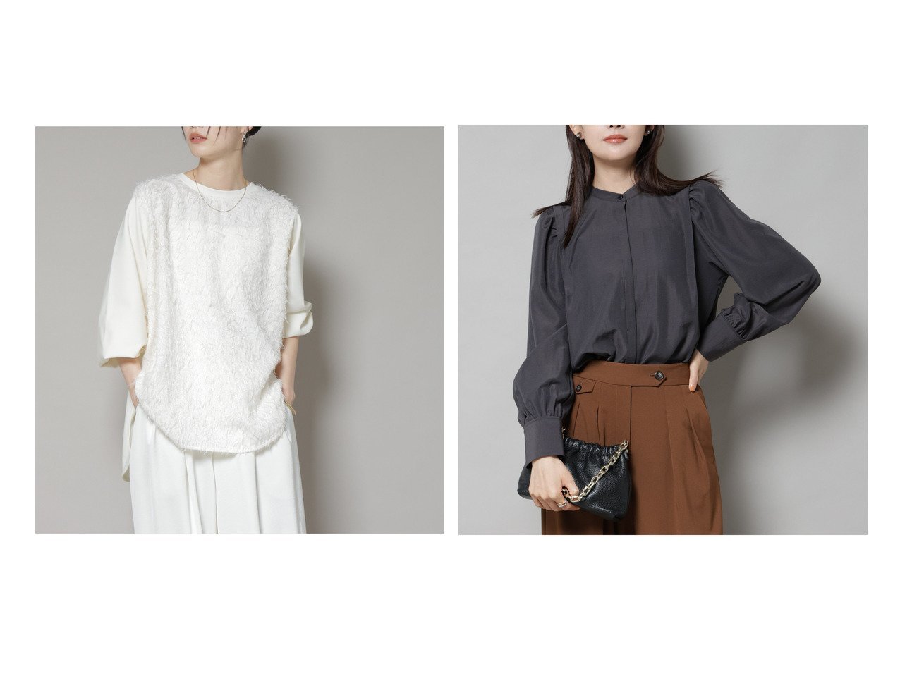 【nano universe/ナノ ユニバース】のショルダーギャザーブラウス&フロントシャギーコンビカットトップス おすすめ！トレンド、レディースファッションの通販 おすすめ人気トレンドファッション通販アイテム インテリア・キッズ・メンズ・レディースファッション・服の通販 founy(ファニー) 　ファッション　Fashion　レディースファッション　Fashion for Women　トップス・カットソー　Cut & Sew Tops　シャツ・ブラウス・オフィスカジュアル　Elegant Blouses & Button-Ups　インナー　Innerwear　ウォッシャブル　Machine Washable　カットソー　Cut and Sewn Top　ギャザー　Gathered, Ruffled　コンビ　Combo, Combination Style　ジャケット　Jacket, Outerwear　ジョーゼット　Georgette, Semi-Sheer Fabric　スラックス　Slacks, Dress Pants　定番　Standard, Basic Item　フロント　Front, Front Design　ワイド　Wide, Wide Fit　アウトレット　Outlet / Clearance　2025年　2025　2025-2026秋冬・A/W　Autumn/Winter 2025–26 AW25–26　ブラック系　Black　ブルー系　Blue　|ID:crp329100000224830