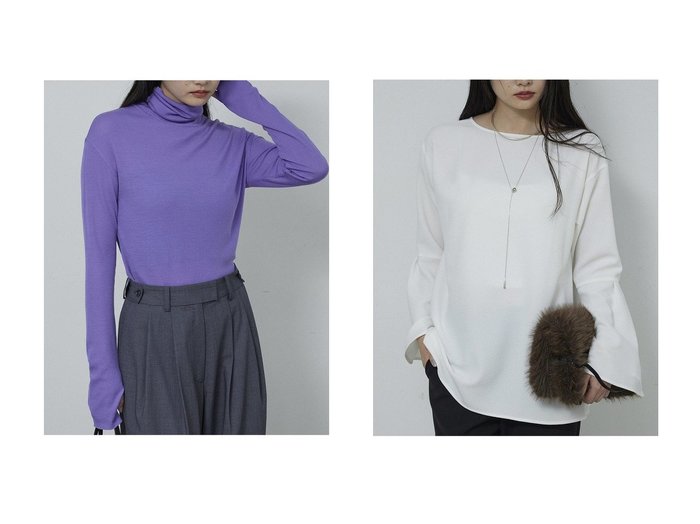 【GALLARDAGALANTE/ガリャルダガランテ】のジョーゼットベルスリーブブラウス&リブタートルカットソー おすすめ！トレンド、レディースファッションの通販 おすすめ人気トレンドファッション通販アイテム 人気、トレンドファッション・服の通販 founy(ファニー) 　ファッション　Fashion　レディースファッション　Fashion for Women　トップス・カットソー　Cut & Sew Tops　シャツ・ブラウス・オフィスカジュアル　Elegant Blouses & Button-Ups　ロングTシャツ・Tシャツ　Longline T-Shirts & Tees　カットソー・ベーシックTシャツ　Cut-and-Sewn Tops / Stretch Tees & Basics　インナー　Innerwear　ジャケット　Jacket, Outerwear　スリーブ　Sleeve, Long Sleeve / Short Sleeve　ロング　Long, Long-Length　ワンポイント　One Point, Statement Accent　定番　Standard, Basic Item　新作・新入荷　New Arrivals / New In　|ID:crp329100000224833