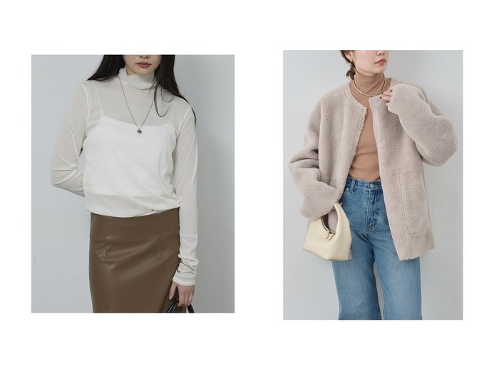 【GALLARDAGALANTE/ガリャルダガランテ】のリバーシブルフェイクムートンコート&チュールタートルカットソー おすすめ！トレンド、レディースファッションの通販 おすすめ人気トレンドファッション通販アイテム 人気、トレンドファッション・服の通販 founy(ファニー) 　ファッション　Fashion　レディースファッション　Fashion for Women　トップス・カットソー　Cut & Sew Tops　シャツ・ブラウス・オフィスカジュアル　Elegant Blouses & Button-Ups　ロングTシャツ・Tシャツ　Longline T-Shirts & Tees　カットソー・ベーシックTシャツ　Cut-and-Sewn Tops / Stretch Tees & Basics　アウター　Coat / Outerwear Collection　コート・ロングコート・ピーコート　Long Coats, Peacoats & More　おすすめ　Recommended / Our Picks　インナー　Innerwear　カットソー　Cut and Sewn Top　シアー　Sheer, See-Through　ジャケット　Jacket, Outerwear　スリーブ　Sleeve, Long Sleeve / Short Sleeve　タートル　Turtleneck, Turtle Collar　ロング　Long, Long-Length　新作・新入荷　New Arrivals / New In　|ID:crp329100000224834