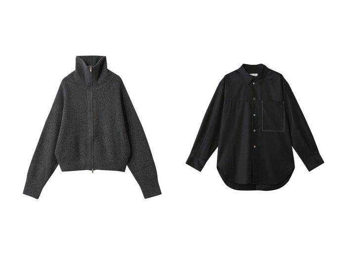 【FOURAM/フォーラム】のGLOSS COATED WOOL SHIRT&DRIVERS KNIT おすすめ！トレンド、レディースファッションの通販 おすすめ人気トレンドファッション通販アイテム 人気、トレンドファッション・服の通販 founy(ファニー) 　ファッション　Fashion　レディースファッション　Fashion for Women　トップス・カットソー　Cut & Sew Tops　ニット　Knit Tops & Sweaters　カーディガン・羽織り　Layered Style Cardigans　アウター　Coat / Outerwear Collection　コート・ロングコート・ピーコート　Long Coats, Peacoats & More　シャツ・ブラウス・オフィスカジュアル　Elegant Blouses & Button-Ups　カーディガン　Cardigan, Knitwear　シンプル　Simple, Minimal　スウェット / スエット　Sweatshirt, Sweatwear　スラックス　Slacks, Dress Pants　ハイネック　High Neck, Mock Neck　エレガント 上品　Elegant　新作・新入荷　New Arrivals / New In　A/W・秋冬　Autumn/Winter　なめらか　Smooth, Silky Texture　スリーブ　Sleeve, Long Sleeve / Short Sleeve　ポケット　Pocket, Pocket Detail　モダン　Modern, Contemporary　ロング　Long, Long-Length　羽織　Haori, Light Jacket　|ID:crp329100000224843